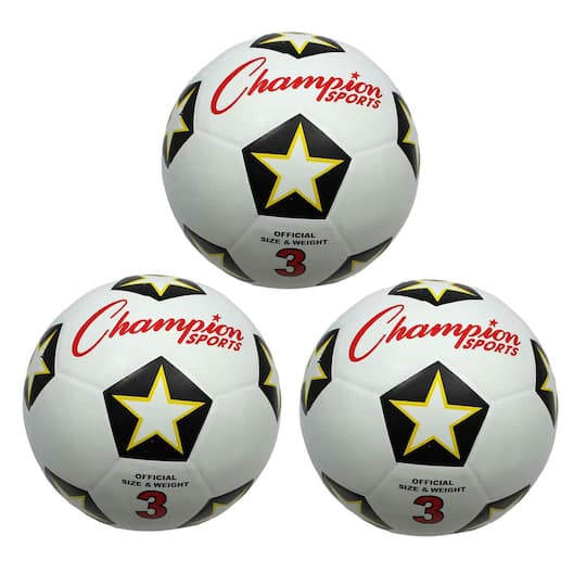 Rubber Soccer Ball Size 3, Pack of 3